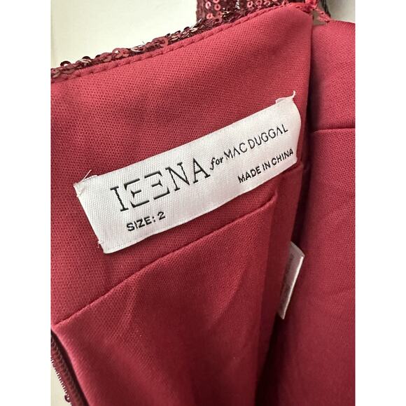 Ieena For Mac Duggal Wine Long Sleeves Sequin Evening Dress 26739 Size 2 - Picture 15 of 15